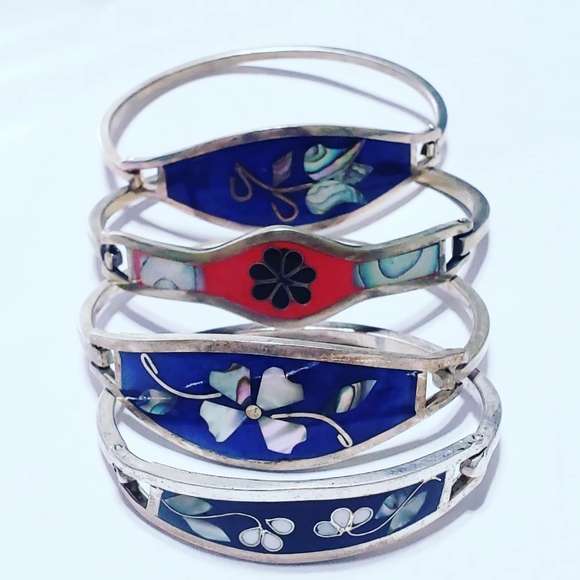 Bundle of 4 sterling silver Alpaca Mexico Bracelet - Picture 4 of 6